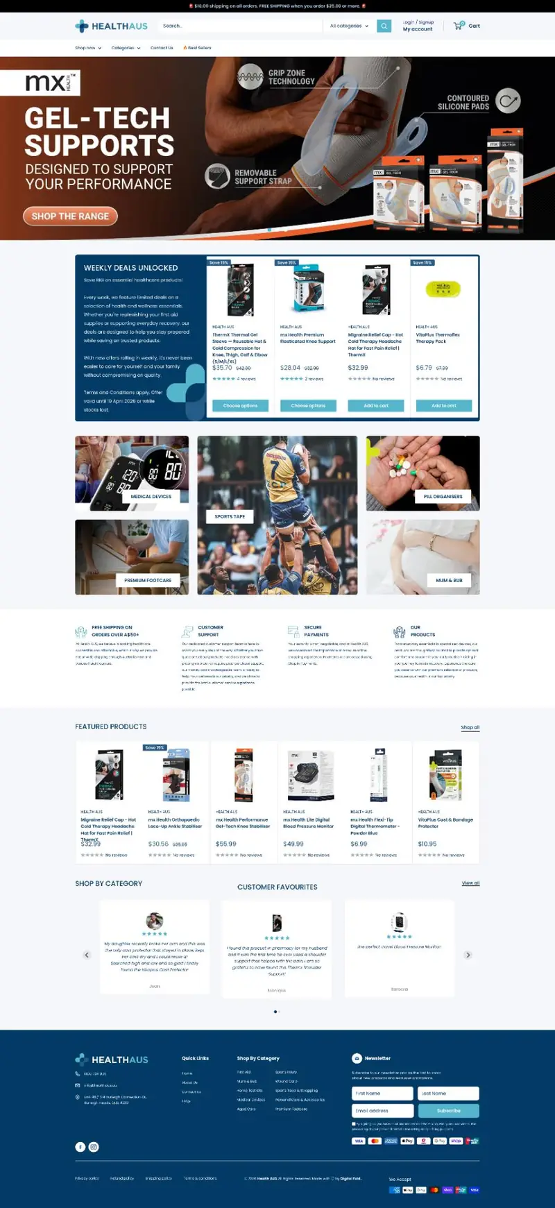 Full-page screenshot of the Healthaus Shopify website