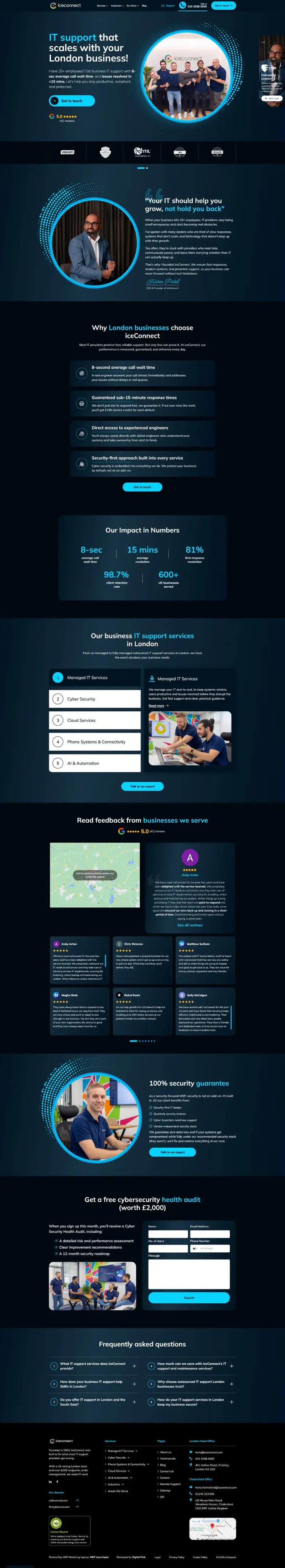 Full-page screenshot of the iceConnect WordPress website
