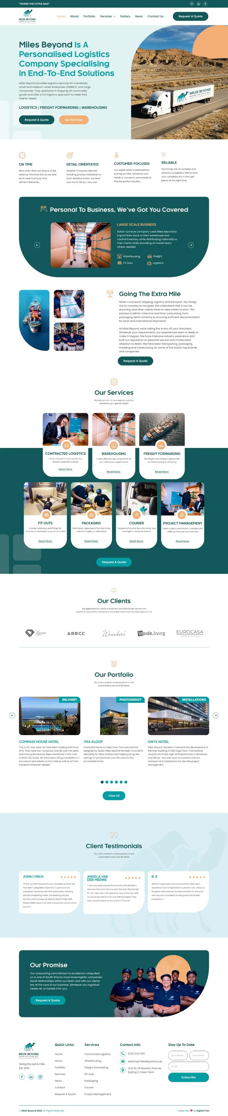 Full-page screenshot of the Miles Beyond WordPress website