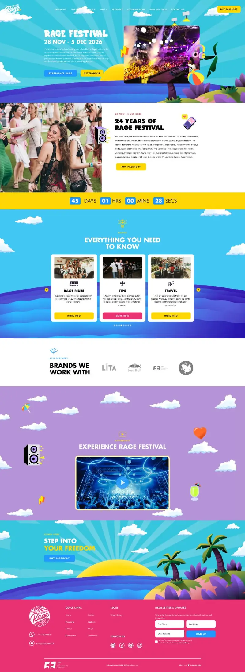 Full-page screenshot of the Rage Festival WordPress website