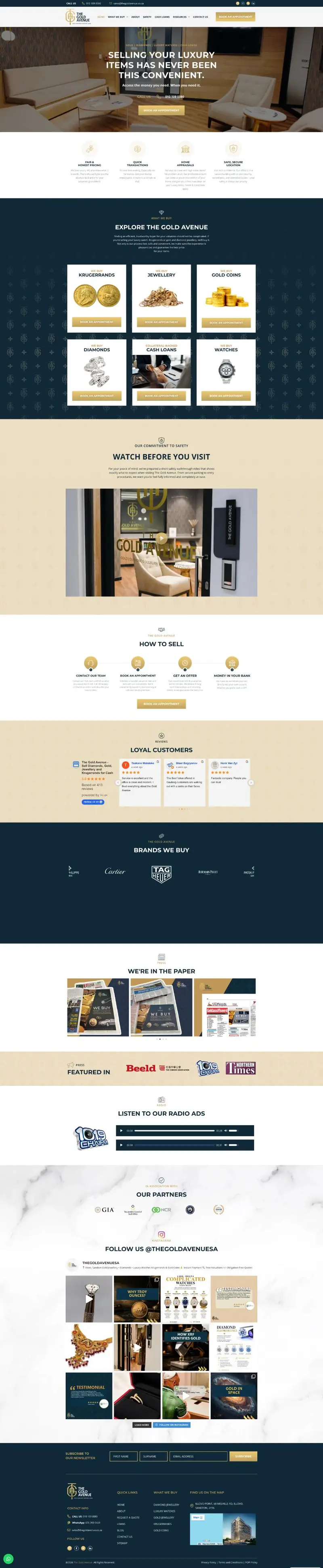 Full-page screenshot of the The Gold Avenue WordPress website