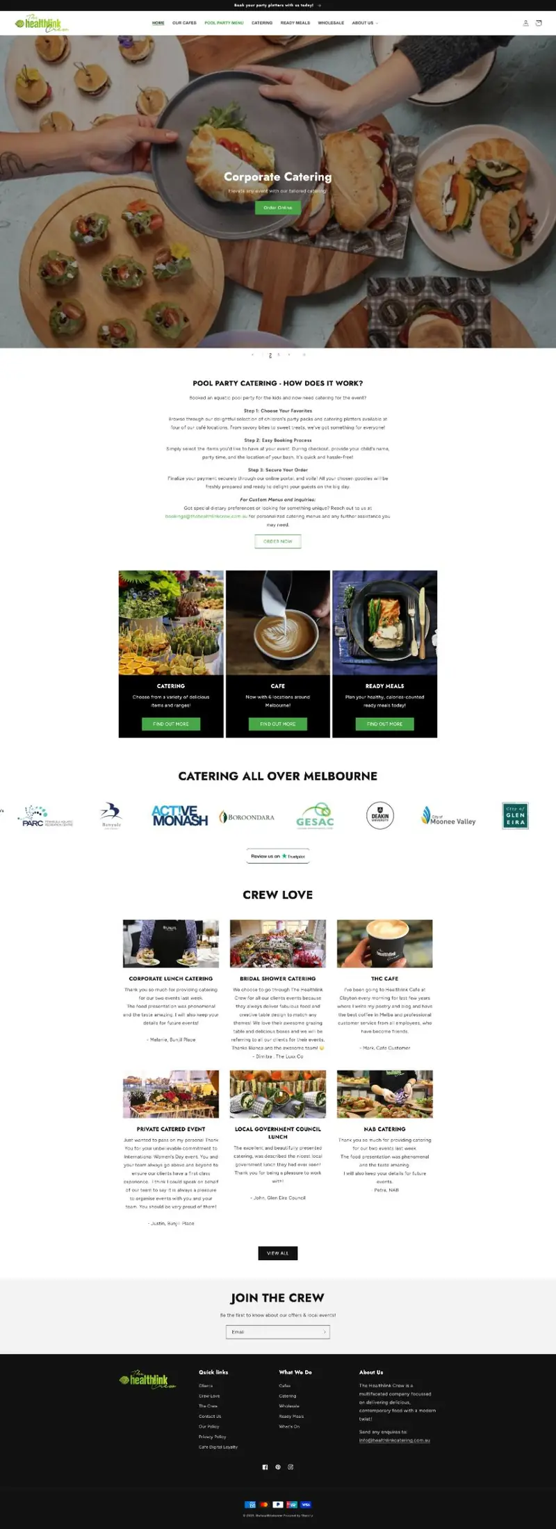 Full-page screenshot of the The Healthlink Crew Shopify website